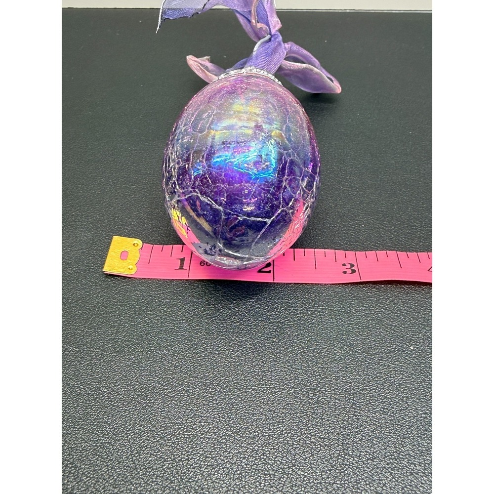 Vintage Spring Easter Crackle Glass Heavy Ornaments- Set of 6 Kugel Style Eggs - Picture 2 of 13